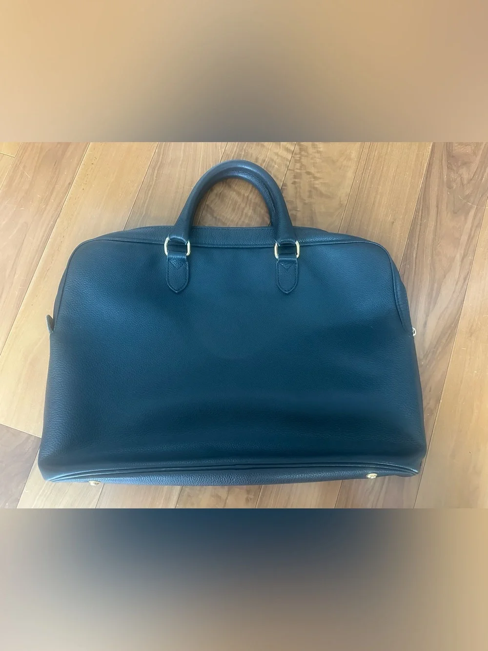 Rare Vintage Longchamp Midnight Navy Leather Briefcase with Double Top Handles